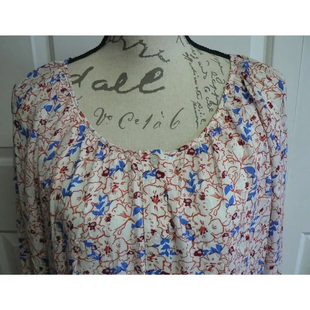 Collective Concepts Women's Floral‎ Button Front 3/4 Smock Sleeve Midi Dress Med